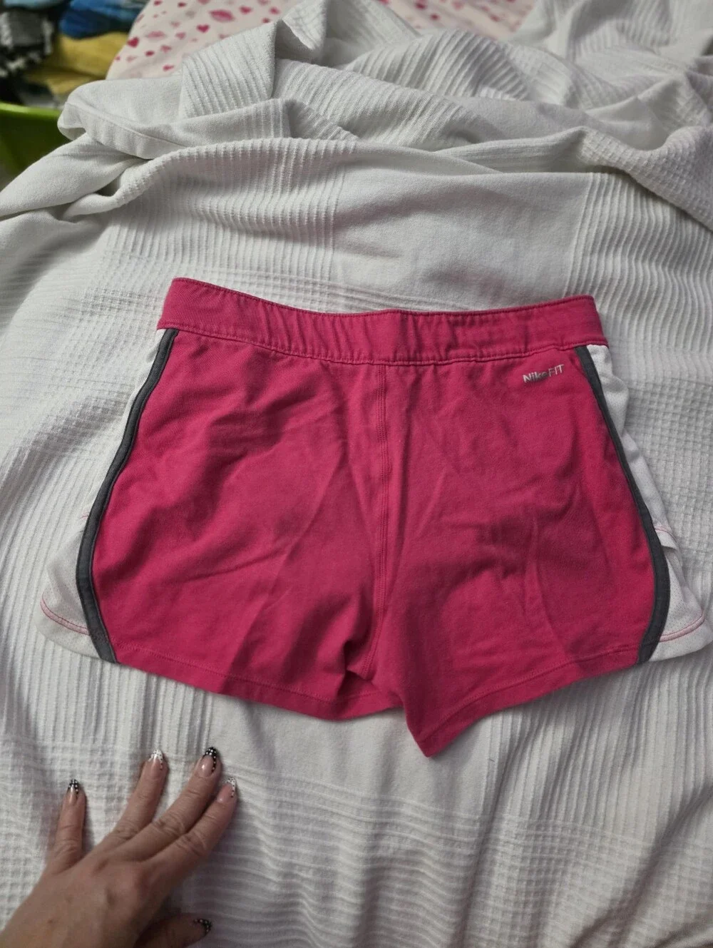 Nike Women's Hot Pink Athletic Shorts with White Panels
